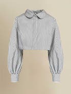 Contessa Mills Dolores Striped Peter Pan Collar Cropped Top