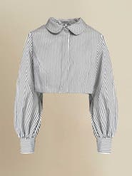 Contessa Mills Dolores Striped Peter Pan Collar Cropped Top