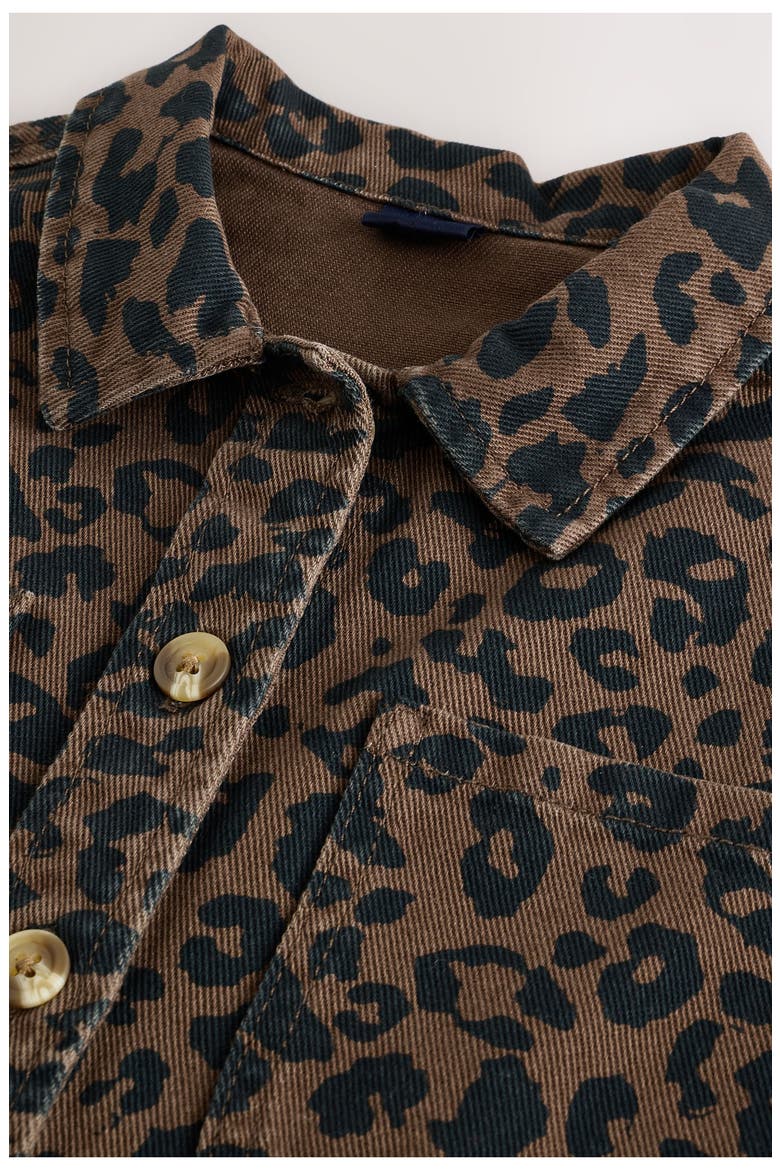 Kids' Leopard Print Cotton Shacket & Skirt Set, Alternate, color, LEOPARD