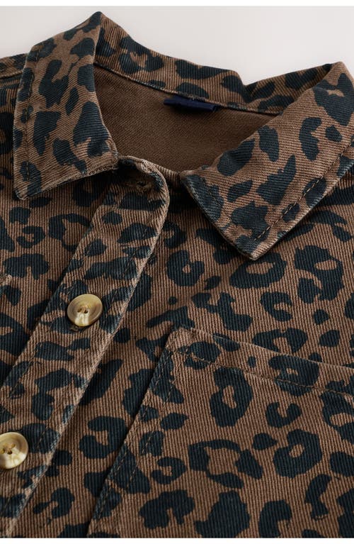 Next Kids' Leopard Print Cotton Shacket & Skirt Set In Brown