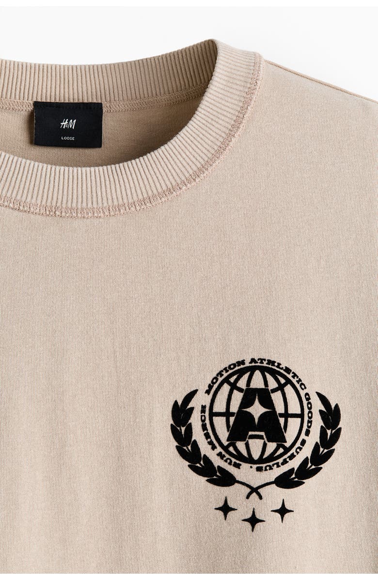 H&M Printed Loose Fit T-shirt, Alternate, color, Beige/33