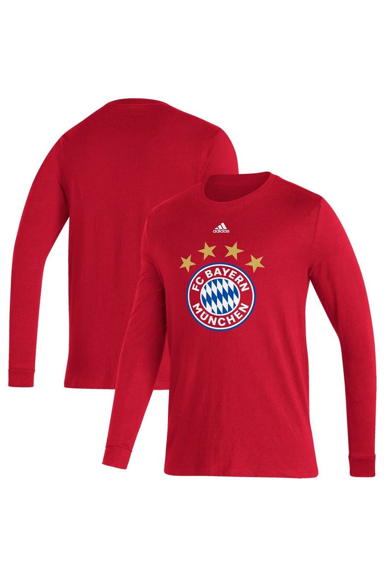 Men's adidas Red Bayern Munich Primary Logo Amplifier Long Sleeve T-Shirt, Main, color, Red
