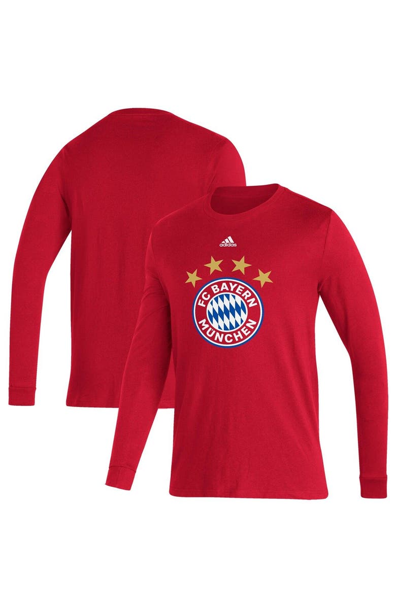 adidas Men's adidas Red Bayern Munich Primary Logo Amplifier Long Sleeve T-Shirt, Main, color,