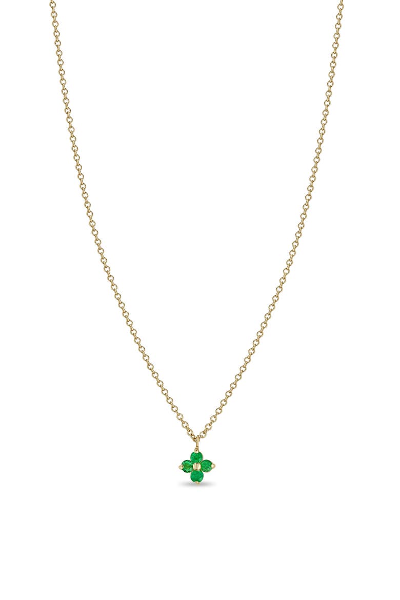 Quad Emerald Pendant Necklace, Main, color, 14K YELLOW GOLD