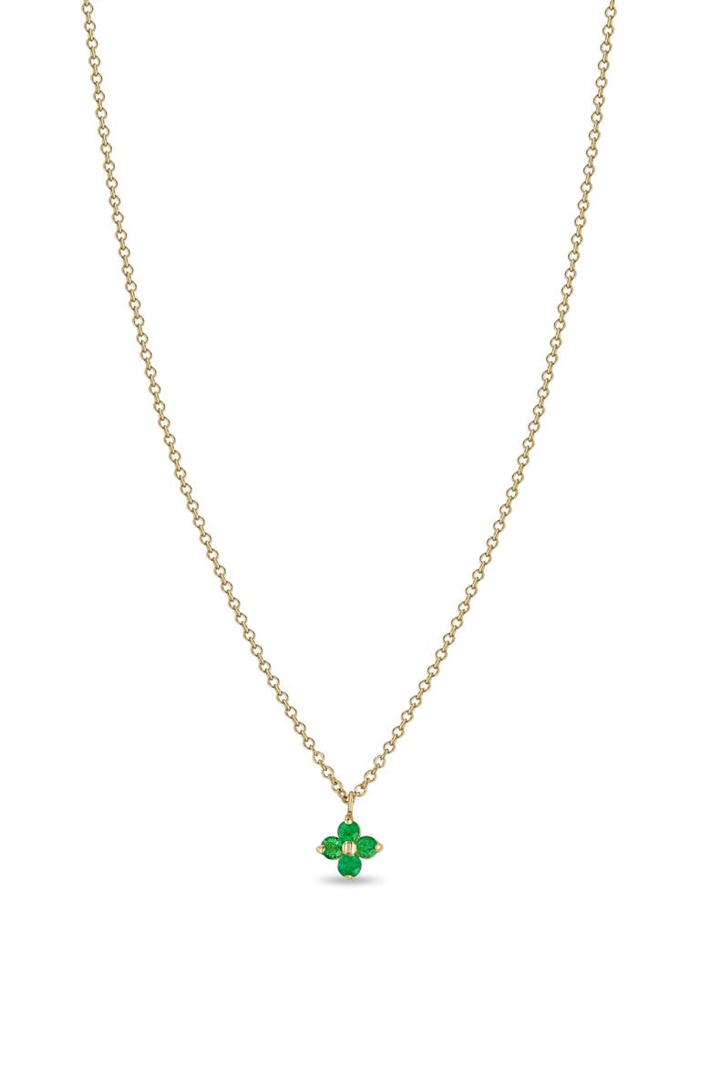 Zoë Chicco Quad Emerald Pendant Necklace, Main, color, 14K Yellow Gold