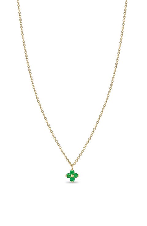Quad Emerald Pendant Necklace