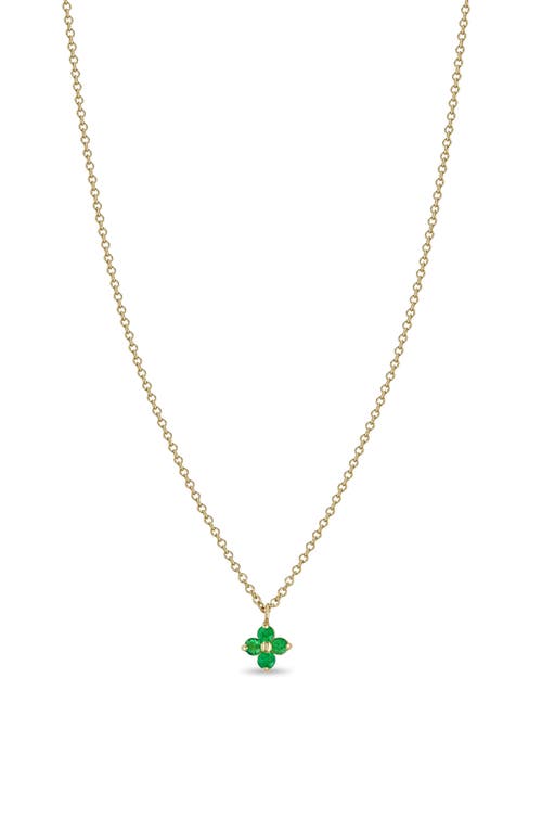 Zoë Chicco Quad Emerald Pendant Necklace In 14k Yellow Gold