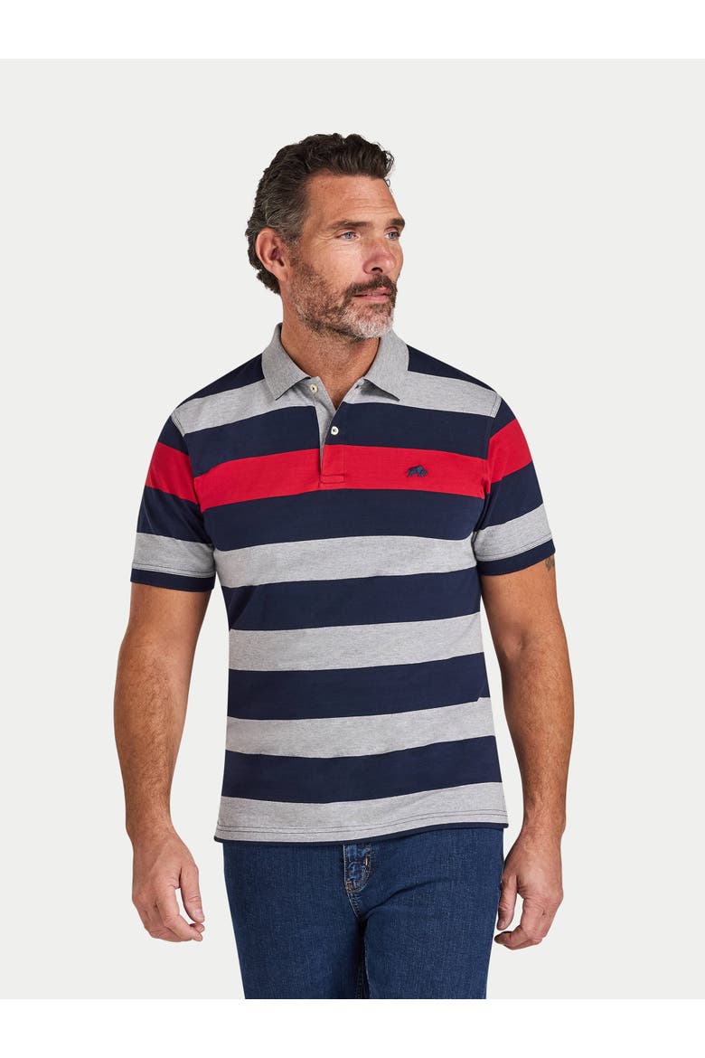 Short Sleeve Contrast Stripe Polo Shirt, Alternate, color, Red