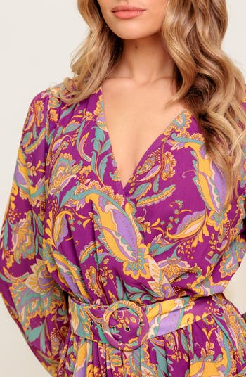 Print Long Sleeve Midi Dress