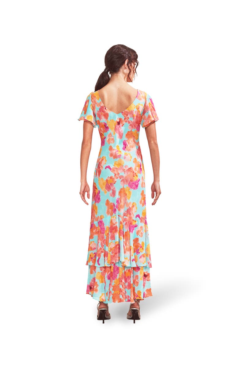 Ro&Zo Hazel Floral Frill Sleeve Dress, Alternate, color, Blue