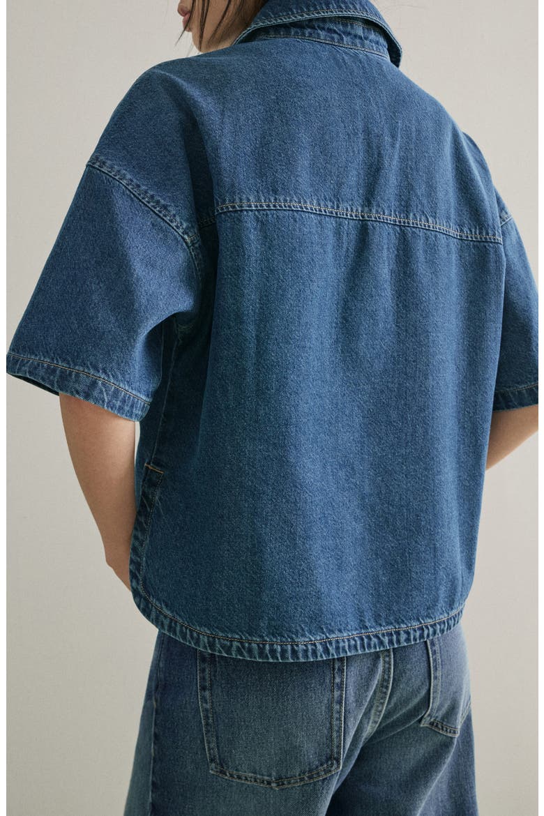 Short Sleeve Denim Shirt, Alternate, color, MEDIUM BLUE
