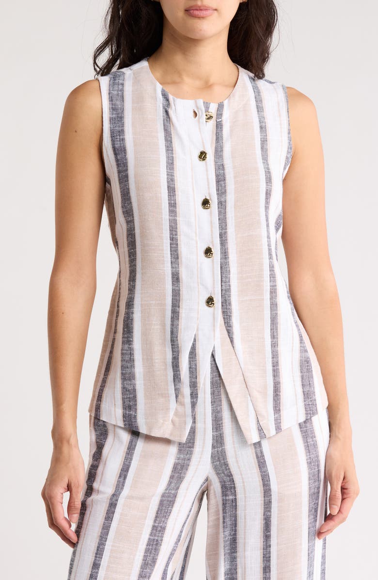 BY DESIGN Valencia Vest, Main, color, Linen Stripe