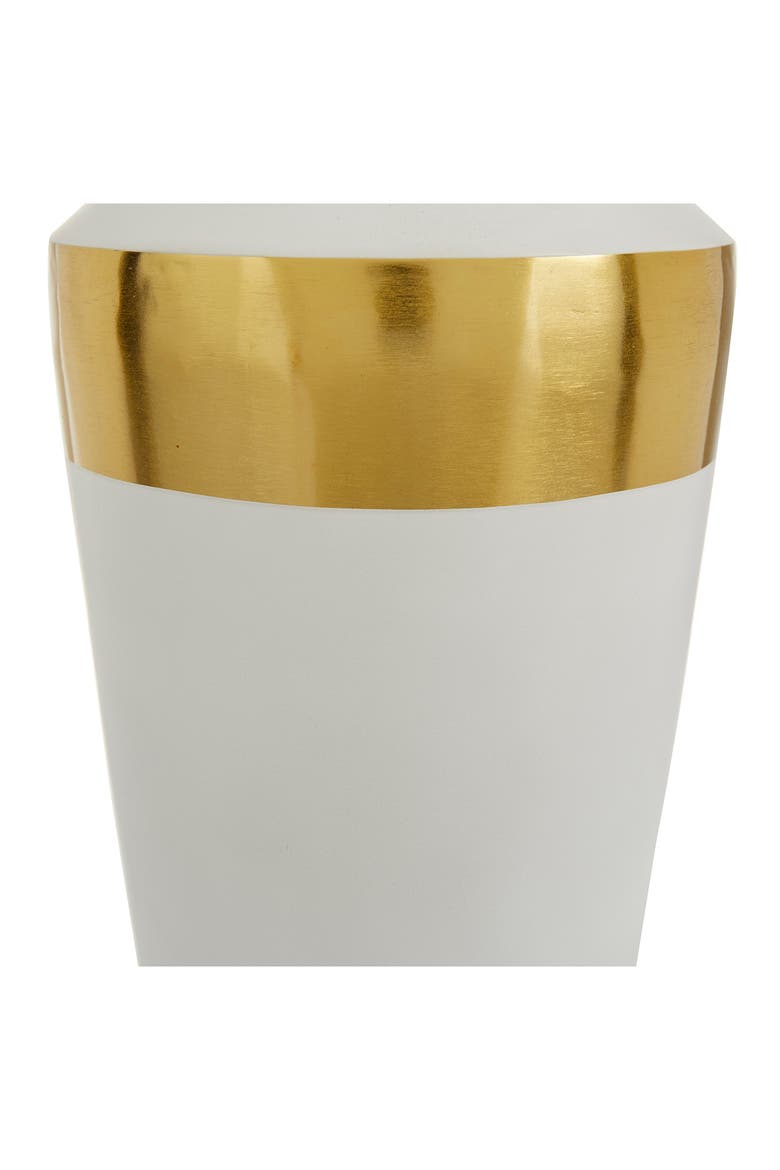 White Metal Vase with Gold Band - Set of 2, Alternate, color, WHITE