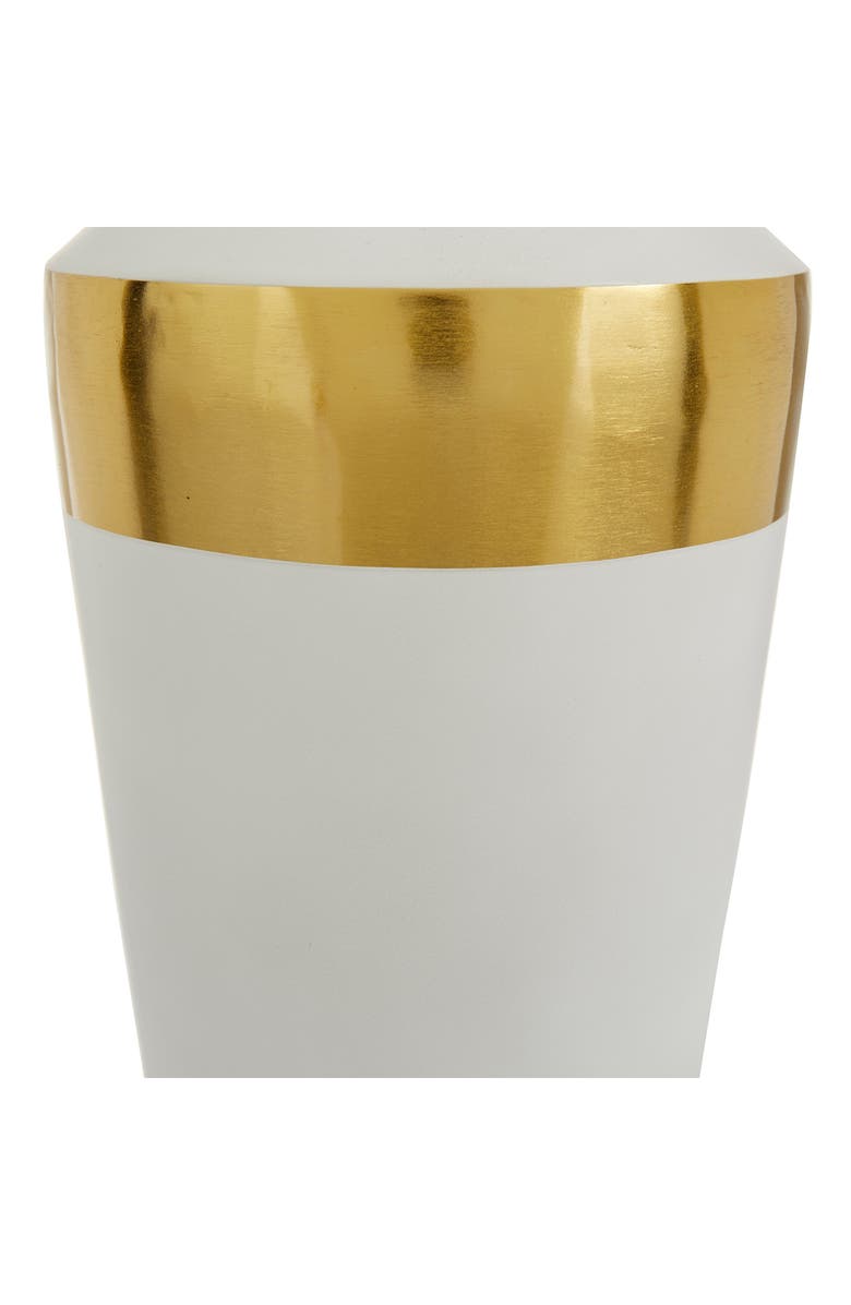 VIVIAN LUNE HOME White Metal Vase with Gold Band - Set of 2, Alternate, color, 