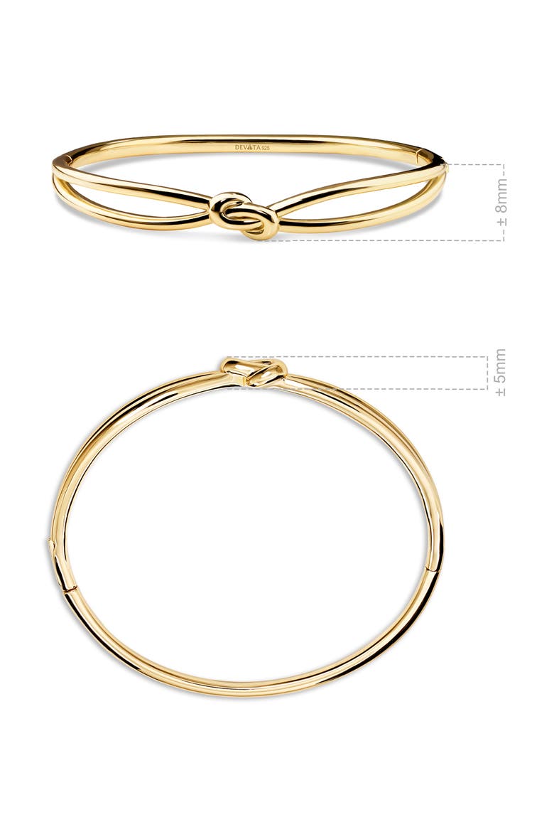 Love Knot Bangle Bracelet in Gold Plated Sterling Silver, Alternate, color, Yellow Gold