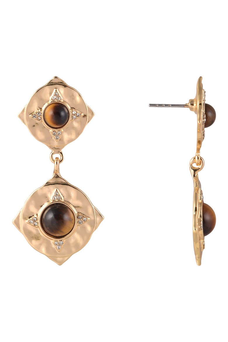 Double Drop Earrings, Alternate, color, BROWN