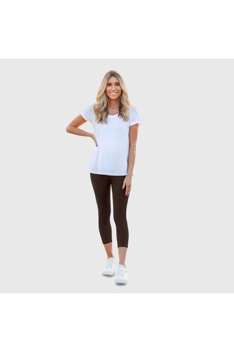 Women's Soft 100% Cotton Everyday Wear Capri Leggings, Alternate, color, Chocolate
