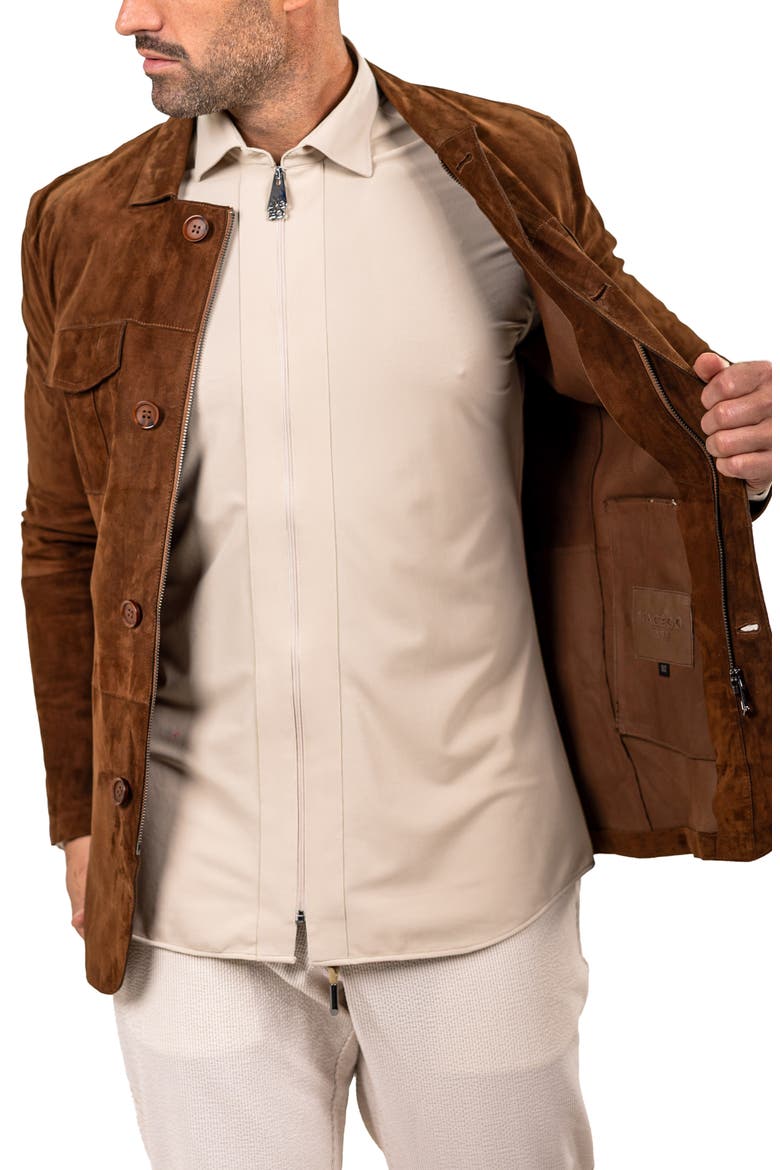 Slim Fit Lambskin Suede Jacket, Alternate, color, BROWN