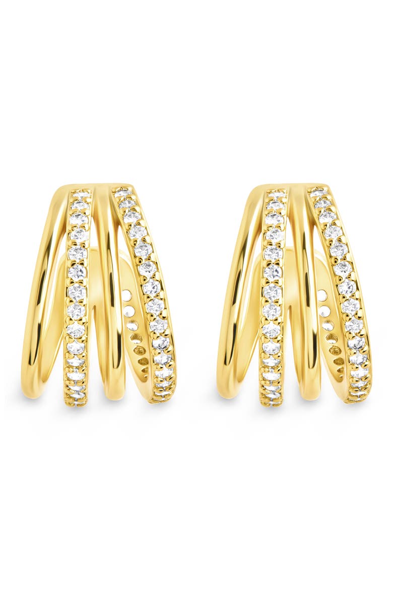 Neve Micro Cubic Zirconia Hoop Earrings, Alternate, color, GOLD