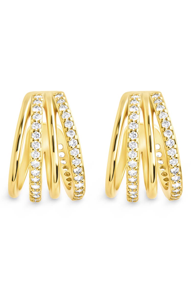 Sterling Forever Neve Micro Cubic Zirconia Hoop Earrings, Alternate, color, Gold