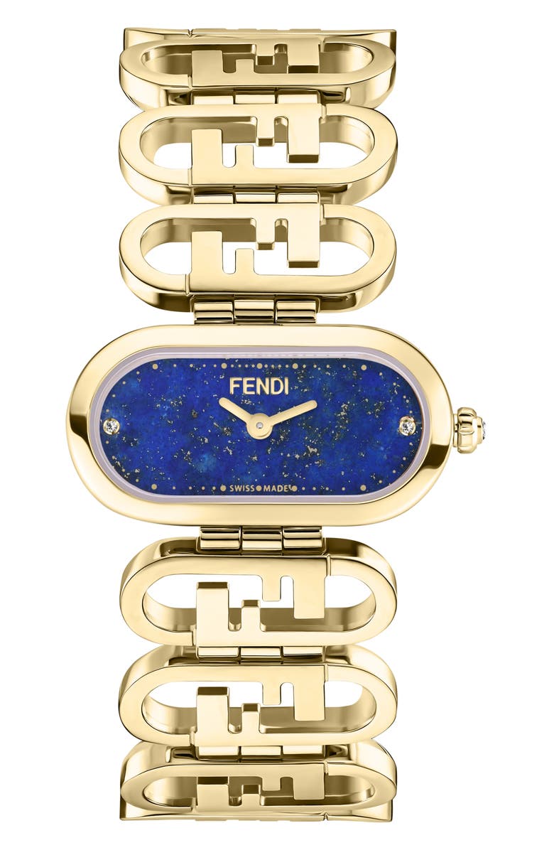 Fendi O'Lock Diamond Accent Oval Link Bracelet Watch, 28.3mm x 14.8mm, Main, color,