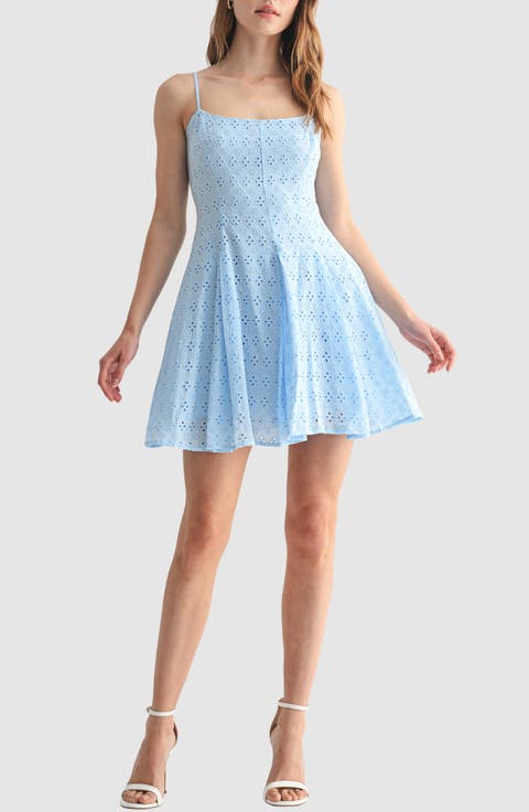 Eyelet Fit & Flare Minidress
