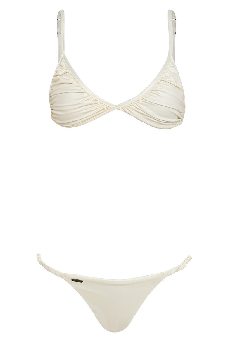 Crystal Pearl Celestina Bikini Top, Alternate, color, WHITE
