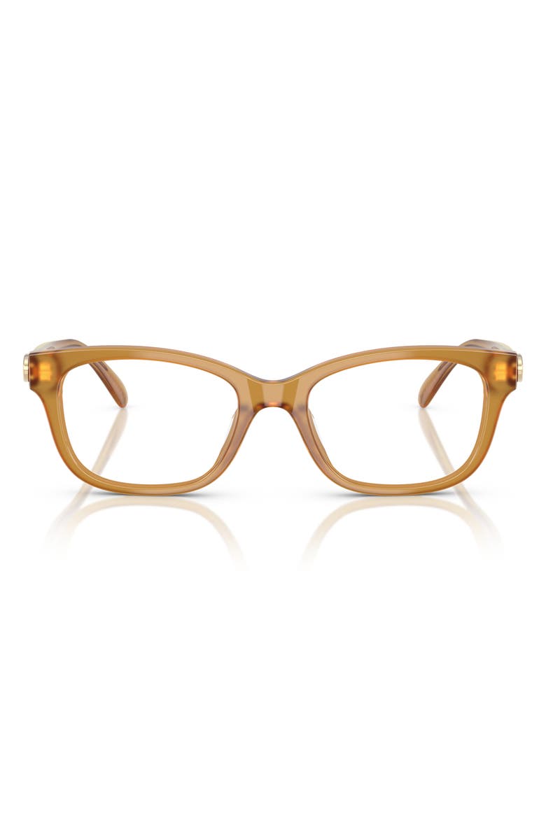 COACH 55mm Square Optical Glasses, Main, color, Milky Amber/ Demo Lens