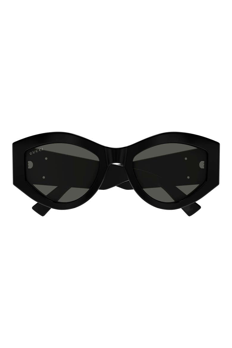 53mm Geometric Sunglasses, Main, color, BLACK
