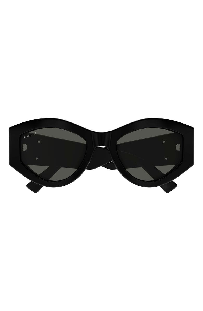 Gucci 53mm Geometric Sunglasses, Main, color, Black
