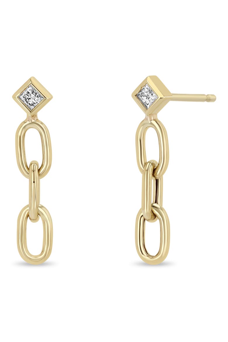 Diamond Chain Drop Earrings, Main, color, YELLOW GOLD