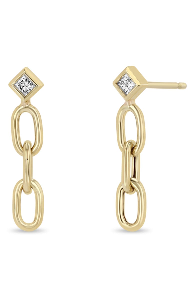 Zoë Chicco Diamond Chain Drop Earrings, Main, color, Yellow Gold