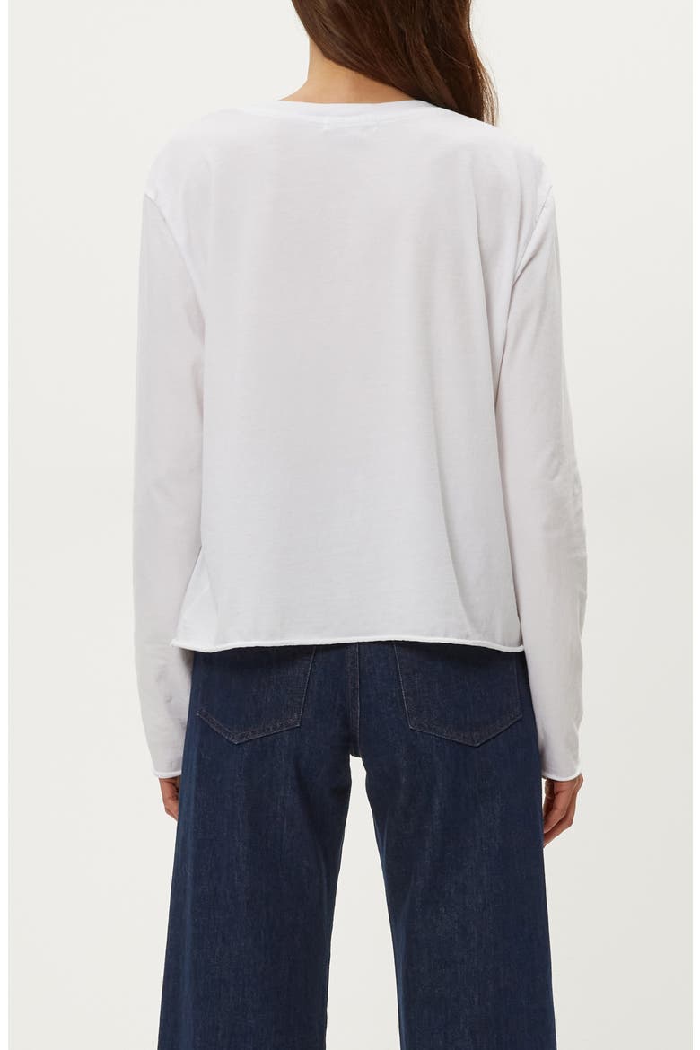 Aiko Rolled Edge Long Sleeve Cotton T-Shirt, Alternate, color, WHITE