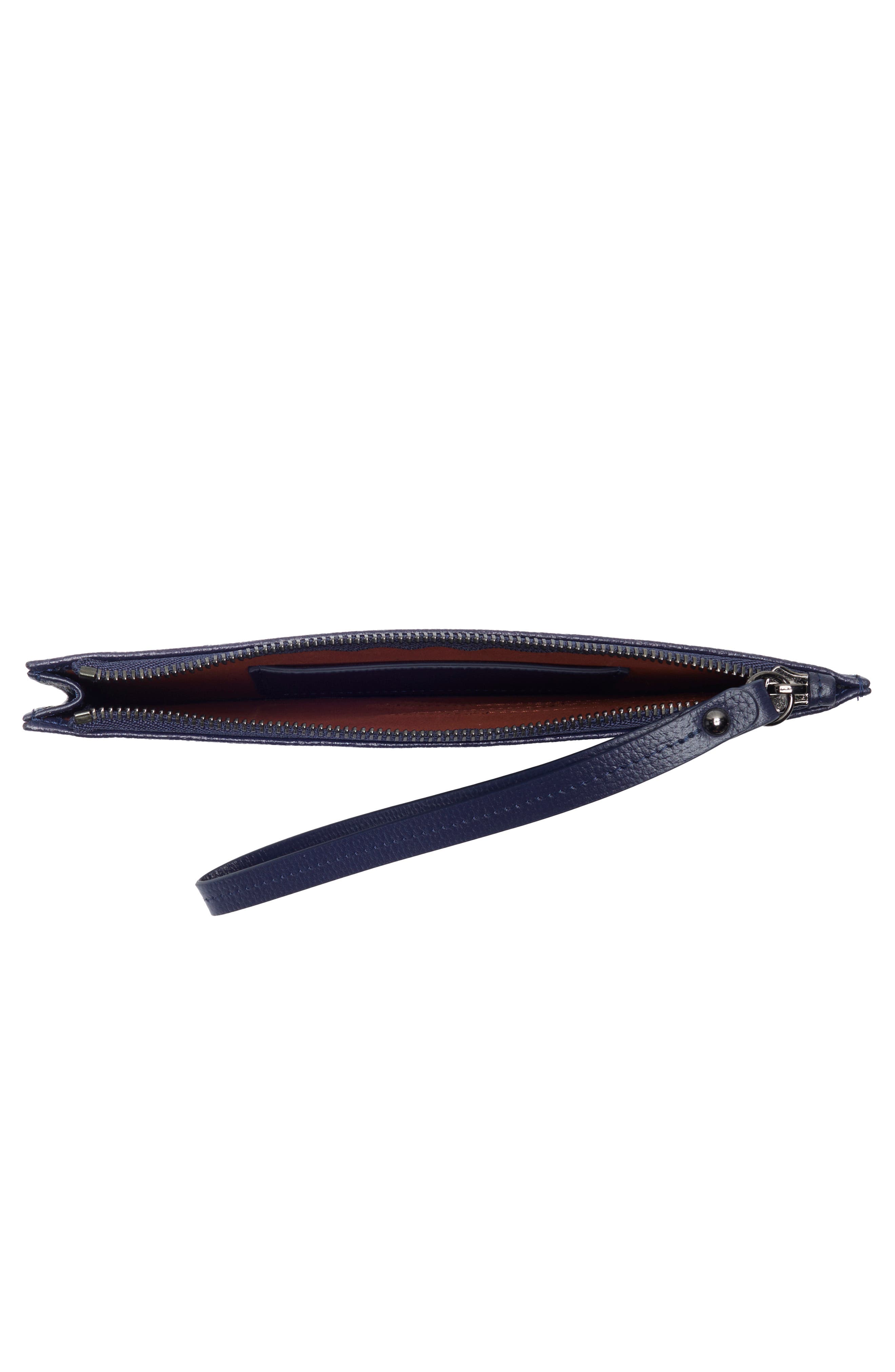 Shop It Leather Wristlet, Alternate, color, NAVY