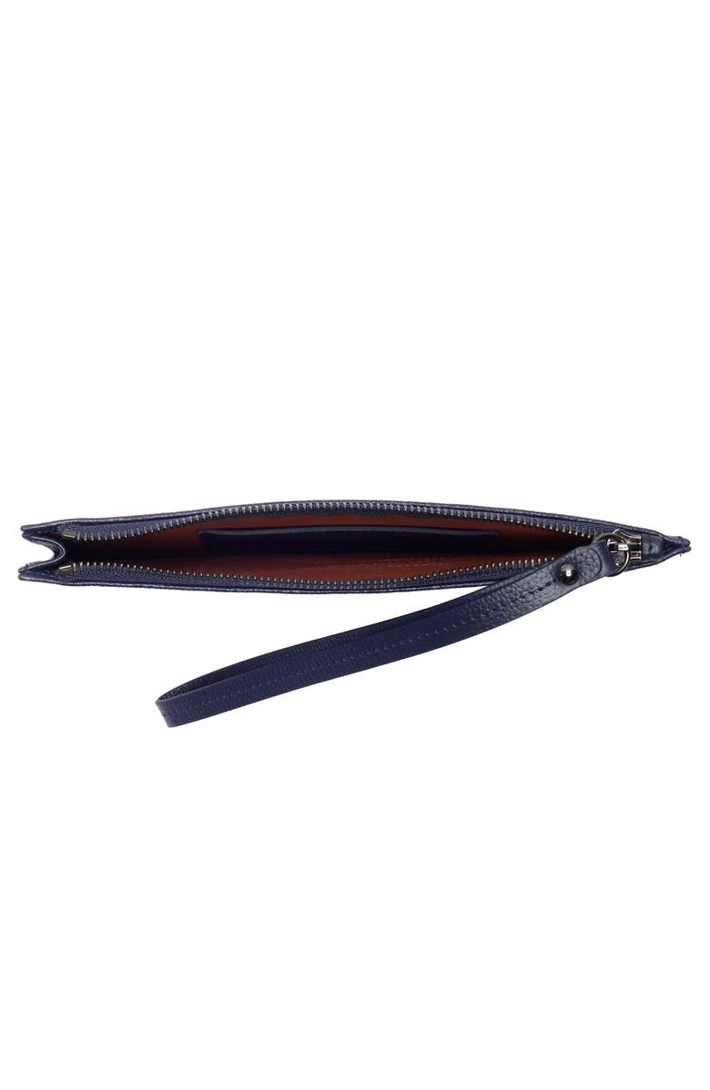 Longchamp Shop It Leather Wristlet, Alternate, color, Navy