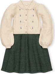 Hope & Henry Kids' Organic Button Front Collared Sweater Dress
