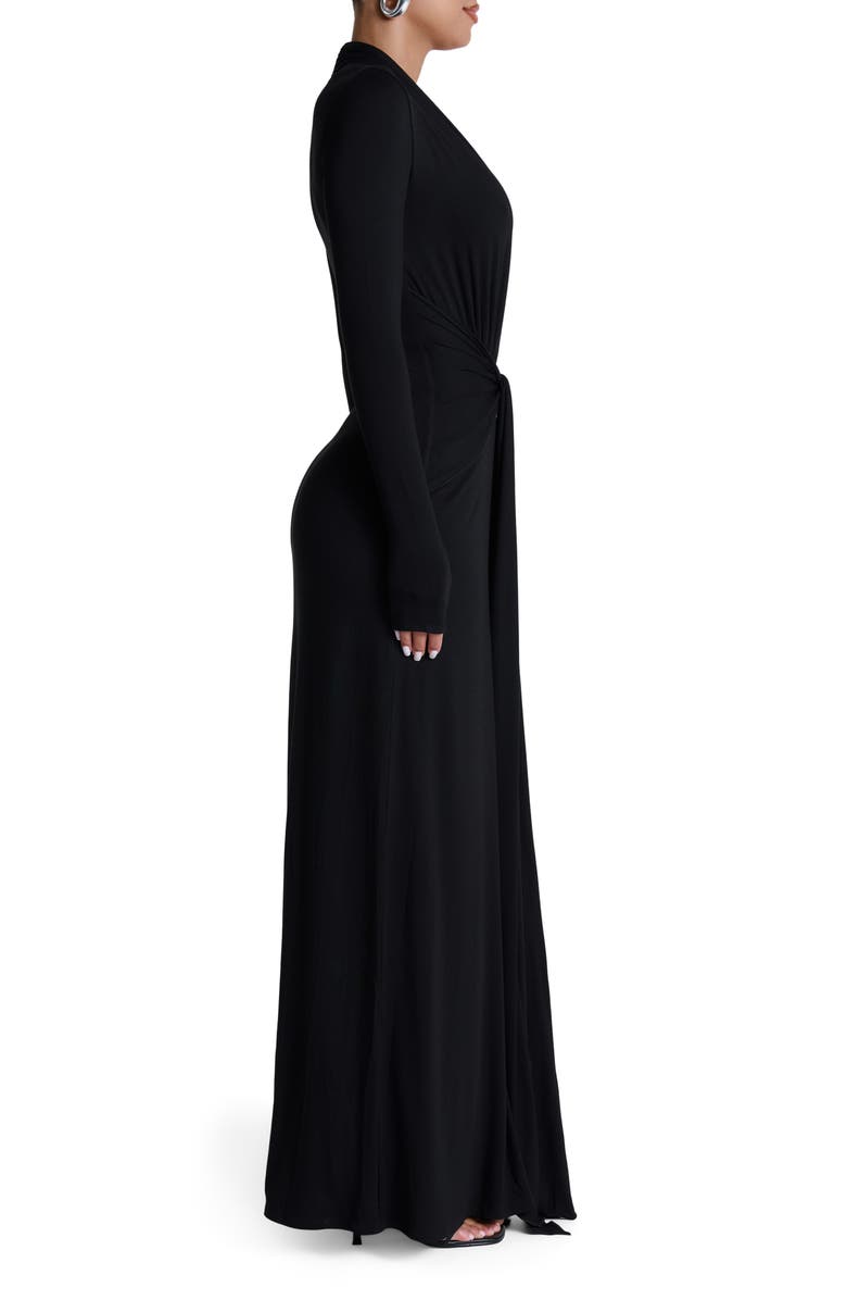 Naked Wardrobe Plunge Neck Long Sleeve Stretch Jersey Maxi Dress, Alternate, color, 