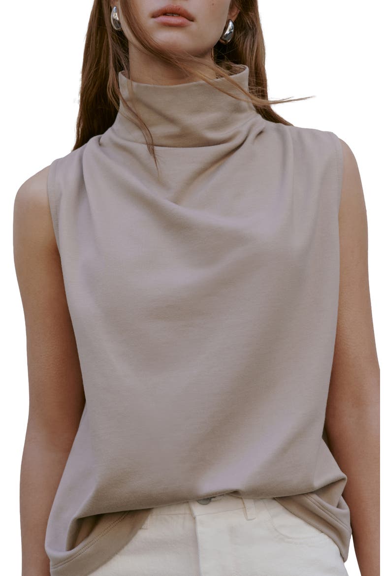 Finch French Terry Funnel Neck Top, Alternate, color, SAND