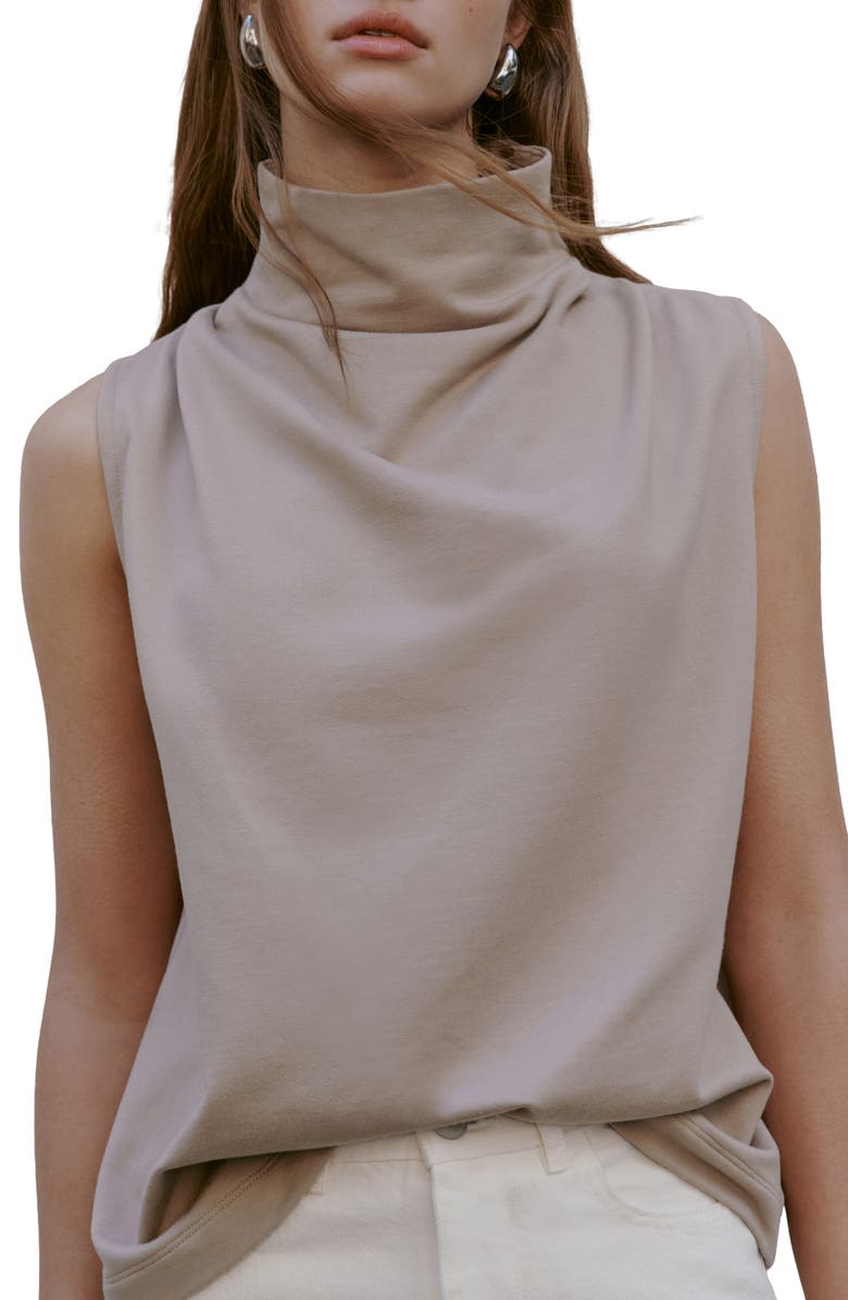 Marcella Finch French Terry Funnel Neck Top, Alternate, color, Sand