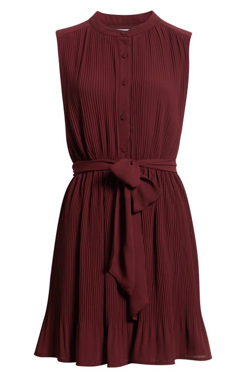 Sam Edelman Pleated Minidress In Burgundy