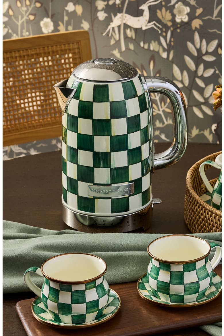 Emerald Check Electric Kettle, Alternate, color, EMERALD