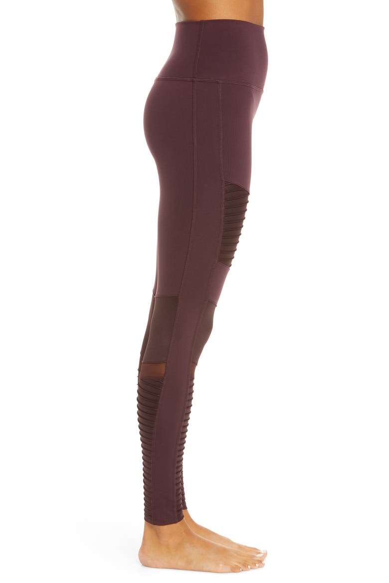 High Waist Moto Leggings, Alternate, color, OXBLOOD