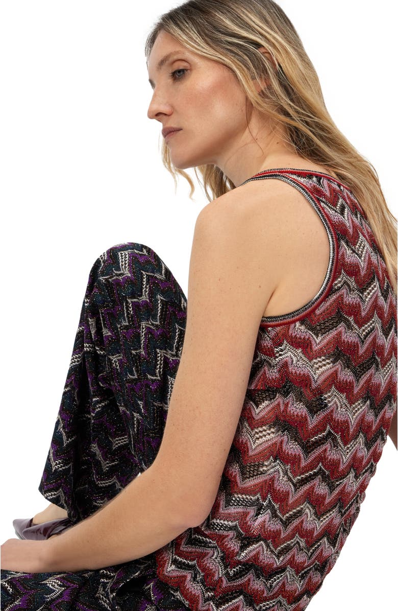Missoni Viscose Tank Top With Round Neckline, Alternate, color, Black & Red