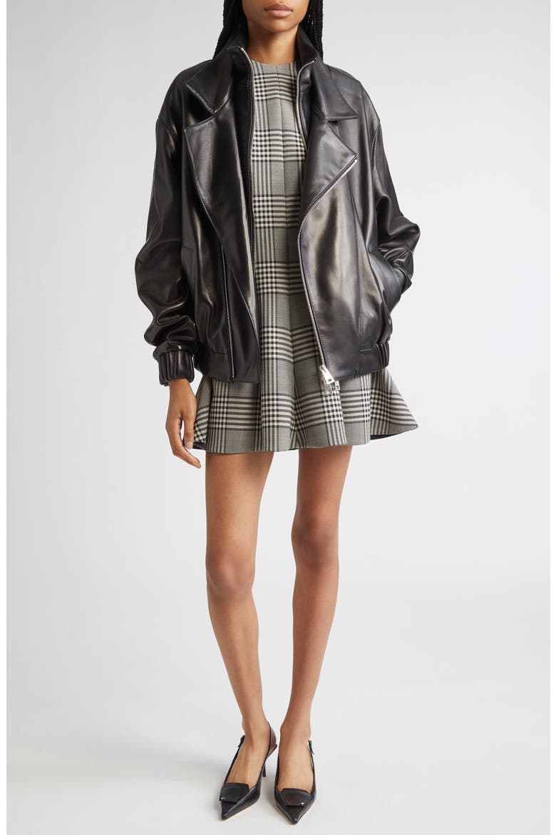 Emmet Double Zip Leather Moto Jacket, Alternate, color, BLACK