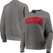 PRESSBOX Women's Pressbox Heather Charcoal Wisconsin Badgers Moose Quilted Pullover Sweatshirt