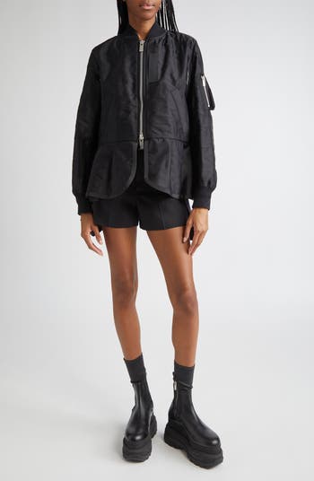Sacai Quilted Satin Peplum Jacket | Nordstrom