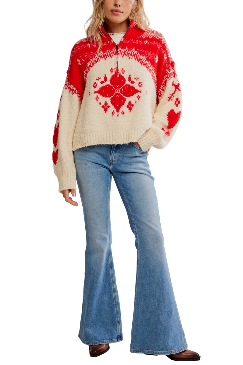 Mythical Half Zip Pullover, Alternate, color, VANILLA SCARLET COMB