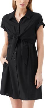 Ripe Maternity Colette Tie Up Linen Dress