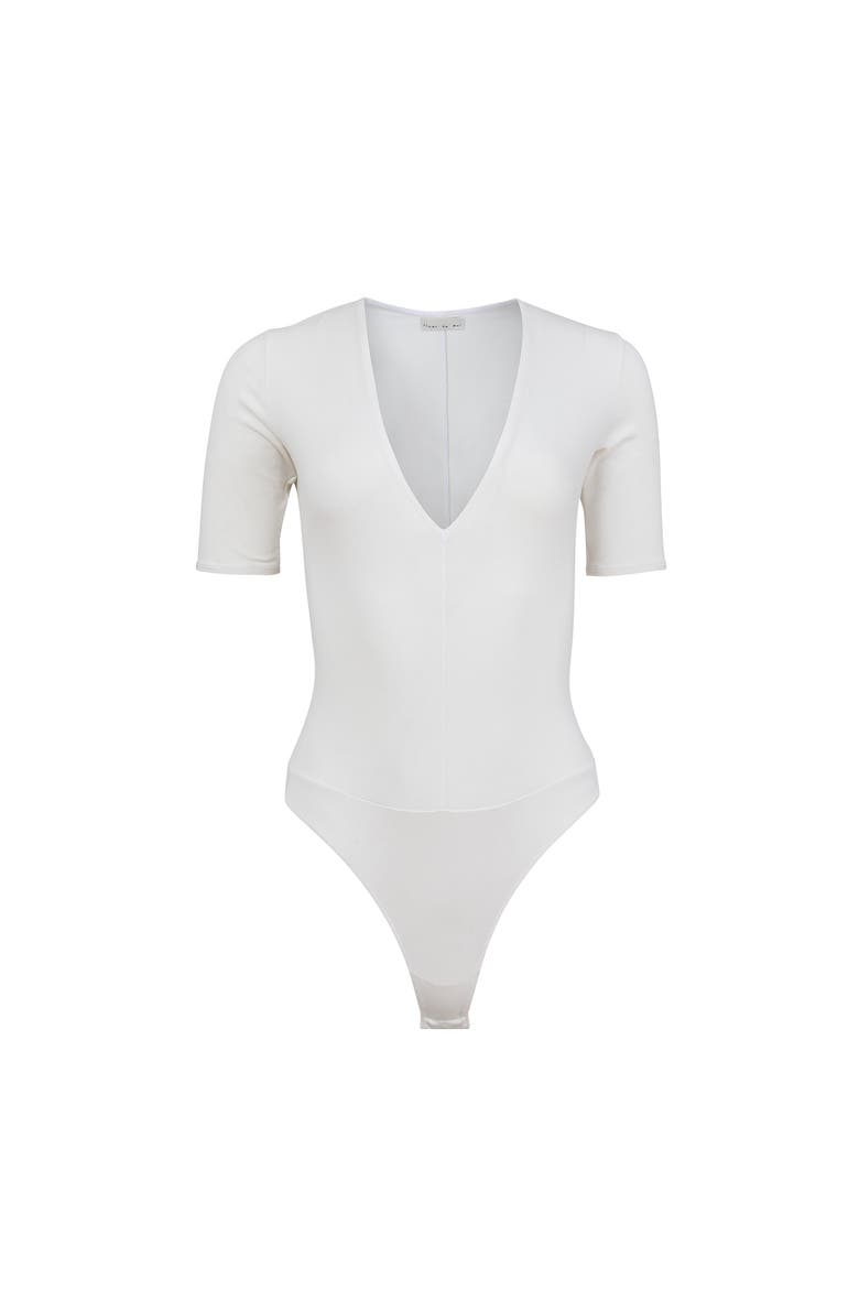 Organic Cotton Deep V Bodysuit, Alternate, color, Ivory