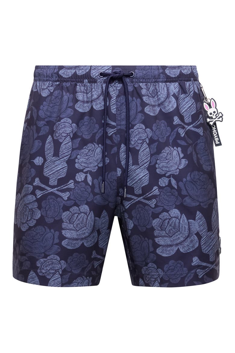 Rowen Print Swim Trunks, Alternate, color, EVENING BLUE